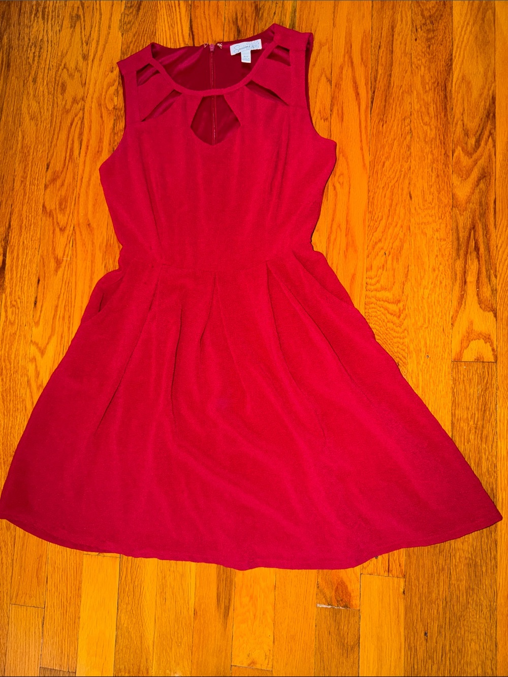 Speechless Raspberry Keyhole Fit & Flare Dress